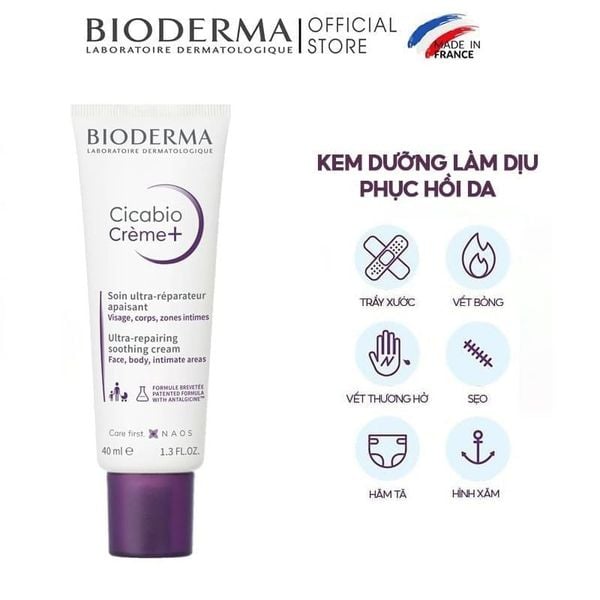  Kem Dưỡng Ẩm Bioderma Làm Dịu, Hỗ Trợ Phục Hồi Da Cicabio Creme+ 40ml 