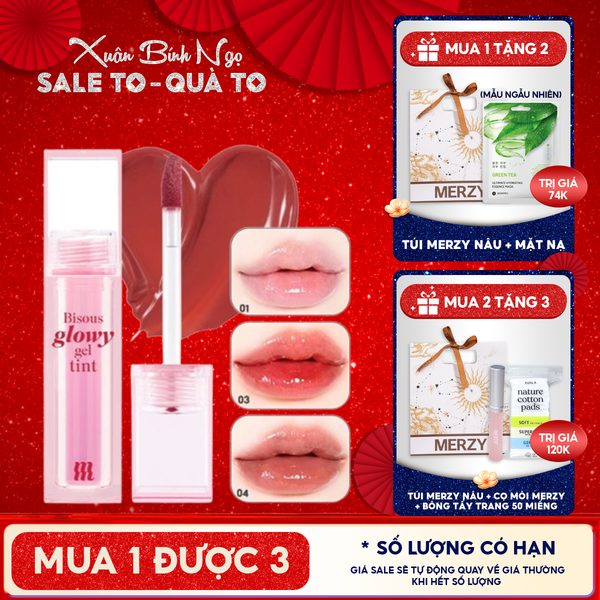  Son Bóng Pha Lê Merzy Căng Mọng, Bền Màu Bisous Glowy Gel Tint 