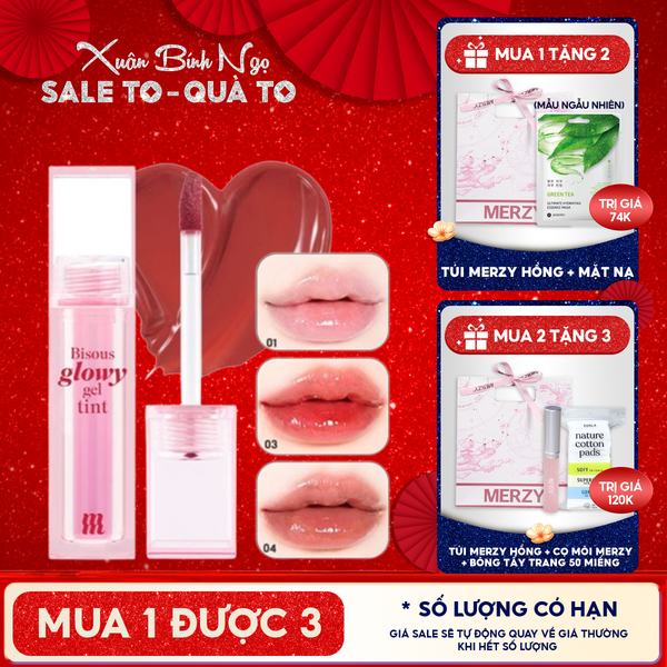  Son Bóng Pha Lê Merzy Căng Mọng, Bền Màu Bisous Glowy Gel Tint 