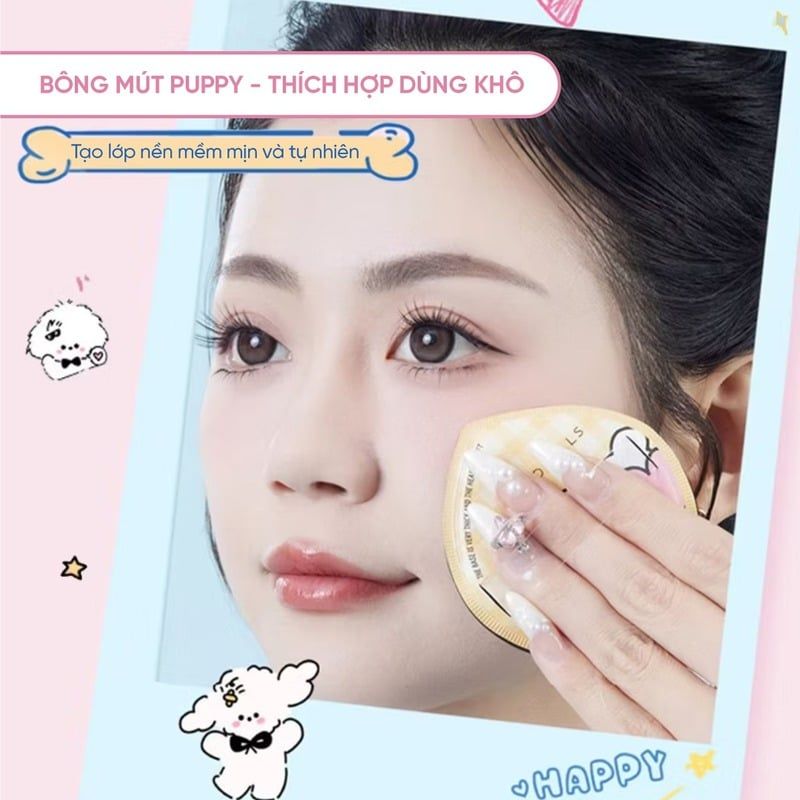 Bông Mút Trang Điểm Amortals Huggy Powder Puff Set (Yellow)