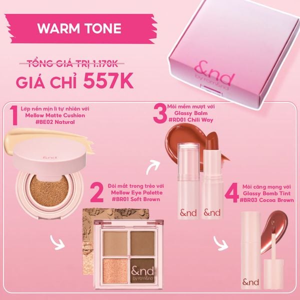  Box Mỹ Phẩm Trang Điểm And By Romand Cool Tone & Warm Tone Set 