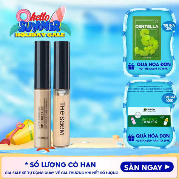  Kem Che Khuyết Điểm The Saem Có Chống Nắng Hàn Quốc Cover Perfection Tip Concealer SPF28/PA++ 6.5g 