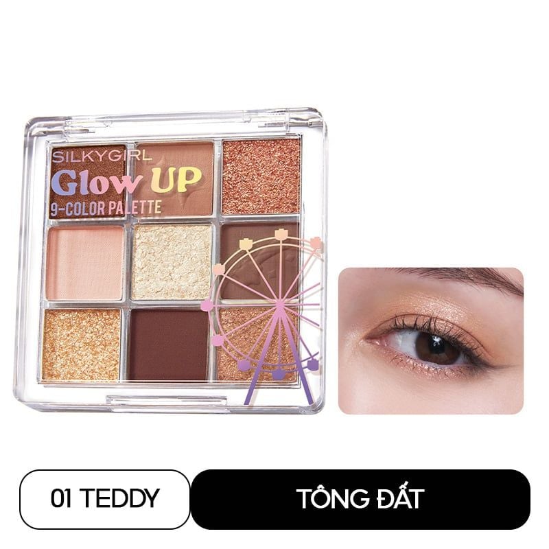 Bảng Phấn Mắt 9 Ô Silkygirl Glow Up 9-Color Palette 7.2g