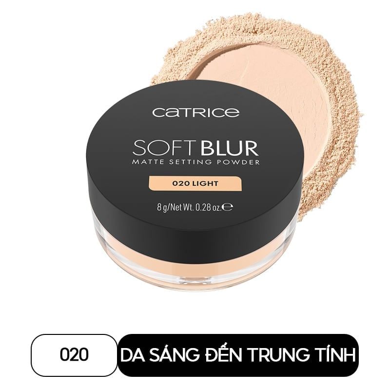 Phấn Phủ Catrice Dạng Bột Mỏng Nhẹ Kiềm Dầu Soft Blur Matte Setting Powder 8g