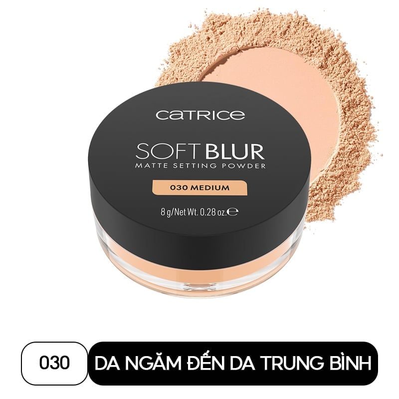 Phấn Phủ Catrice Mỏng Nhẹ Kiềm Dầu Soft Blur Matte Setting Powder 8g