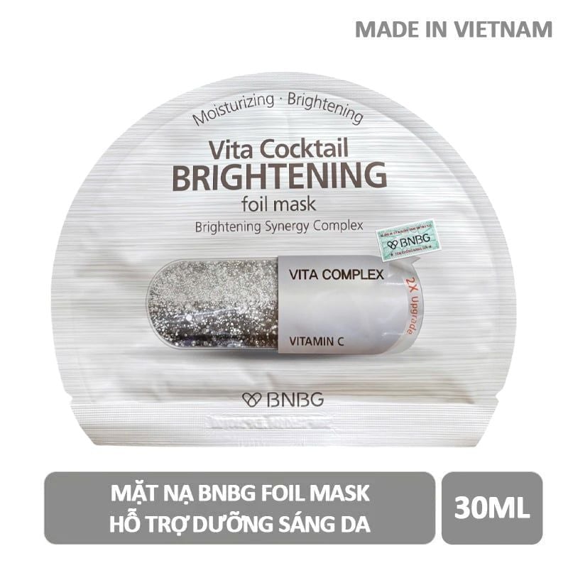 Mặt Nạ Lá Nguyên Khối BNBG Hỗ Trợ Dưỡng Trắng, Cấp Ẩm Vita Cocktail Foil Mask 30ml
