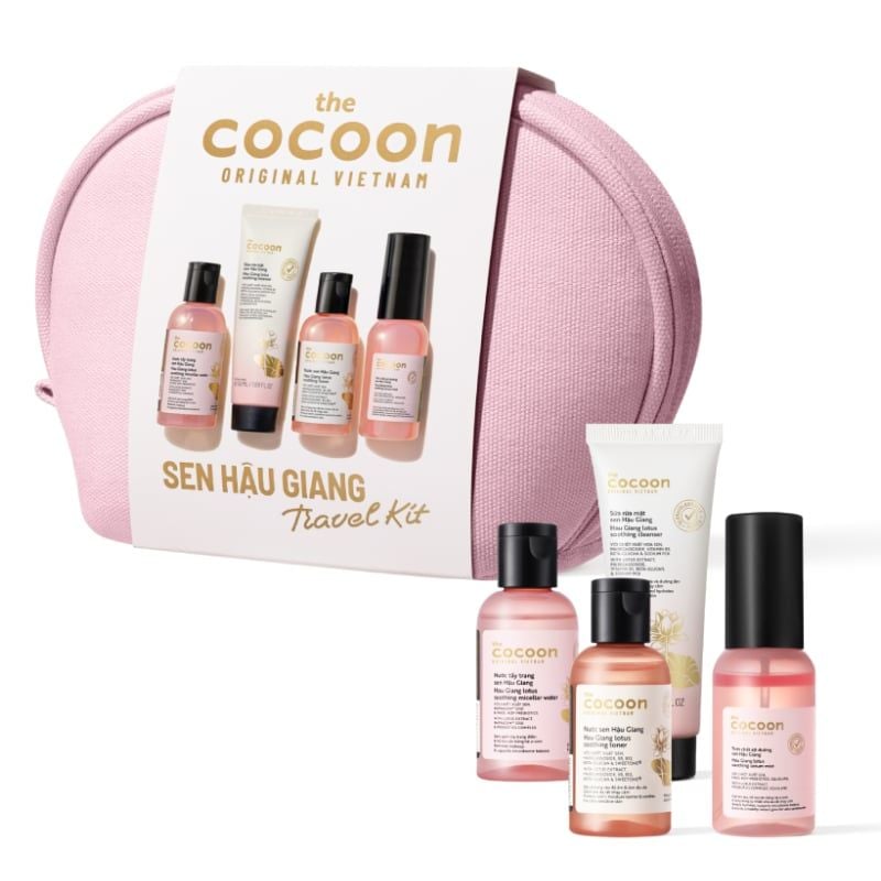 Travel Kit Sen Hậu Giang Chăm Sóc Da Cocoon Travel Kit 2: Hau Giang Lotus Collection 4pcs
