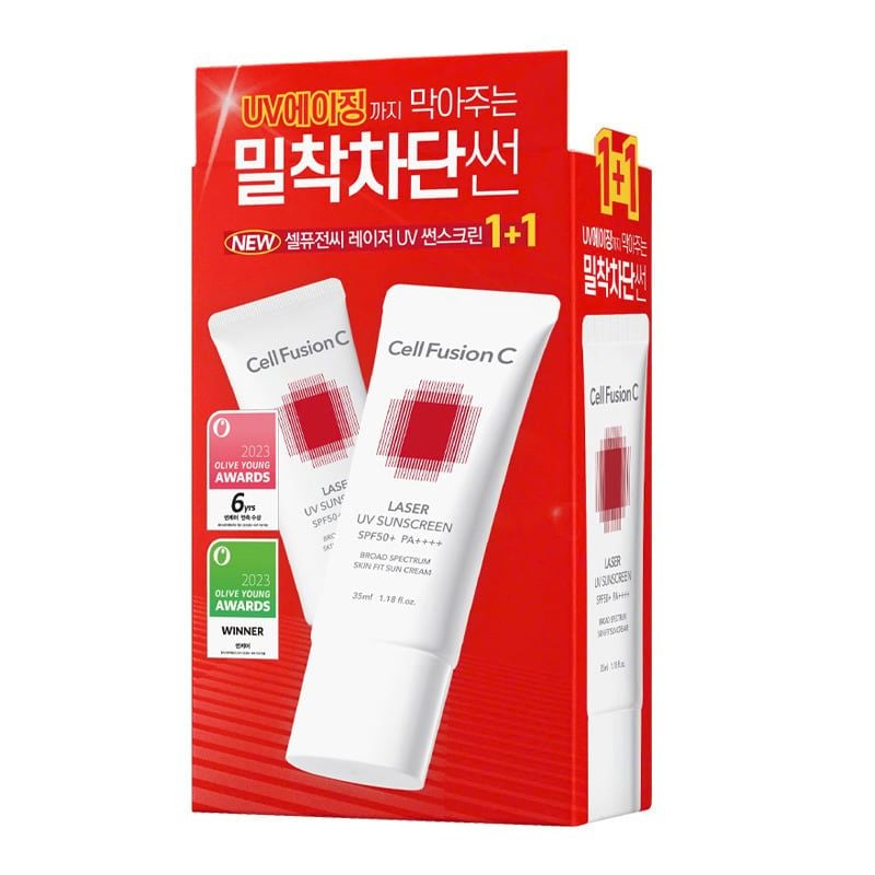 Kem Chống Nắng Cell Fusion C Phổ Rộng Cho Da Treatment Laser Uv Sunscreen 100 Spf50+ Pa++++ 35ml + 35ml