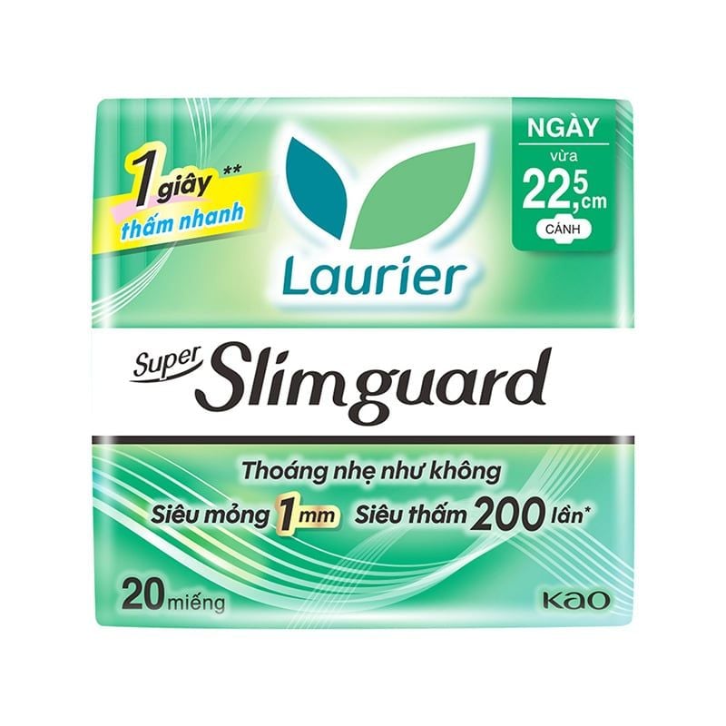 Băng Vệ Sinh Laurier Siêu Mỏng Bảo Vệ Super Slimguard 22,5cm - 20 Miếng (Che tên sản phẩm khi giao hàng)