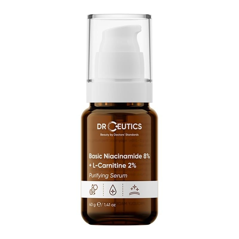 Serum Drceutics Kiềm Dầu, Hỗ Trợ Dưỡng Sáng, Mờ Thâm Basic Niacinamide 8% + L-Carnitine 2% Purifying Serum 40g