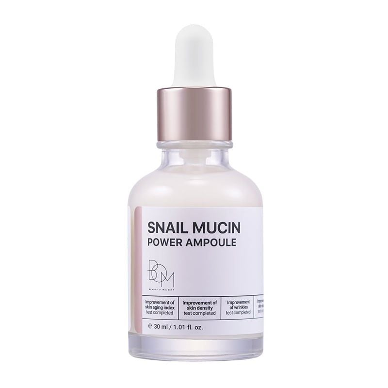 Serum B.O.M Hỗ Trợ Dưỡng Sáng, Mờ Nếp Nhăn Snail Mucin Power Ampoule 30ml