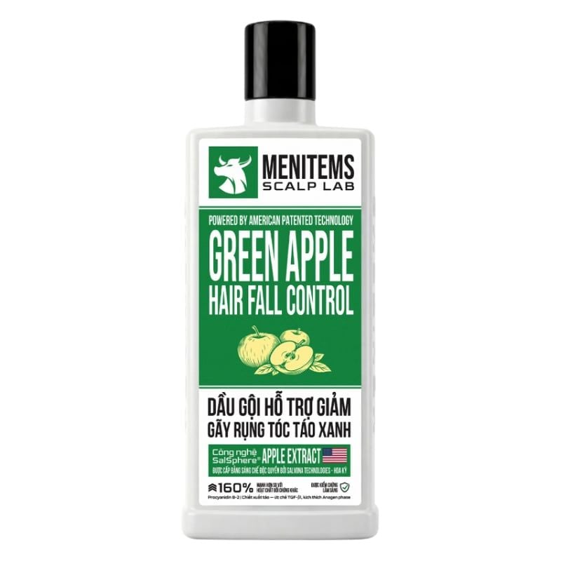 Dầu Gội Menitems Hỗ Trợ Giảm Rụng Tóc Táo Xanh Green Apple Hair Fall Control 300ml