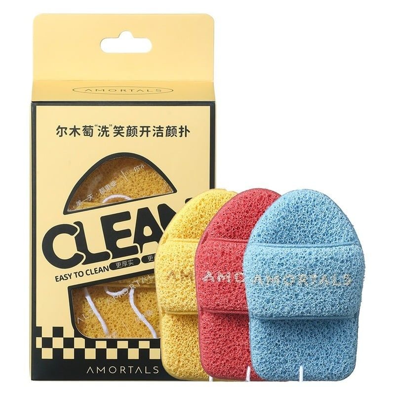 Bông Rửa Mặt Amortals Bọt Biển Hình Găng Tay Hở Ngón Wash To Smile Face-Washing Puff (Slipper-Shaped)