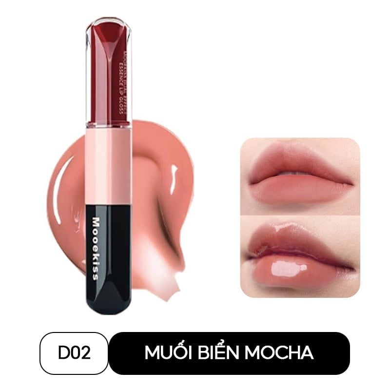 Son Môi 2 Đầu Bóng Lì Mooekiss Dual Effect Essence Lip Gloss 3ml + 3ml #D02