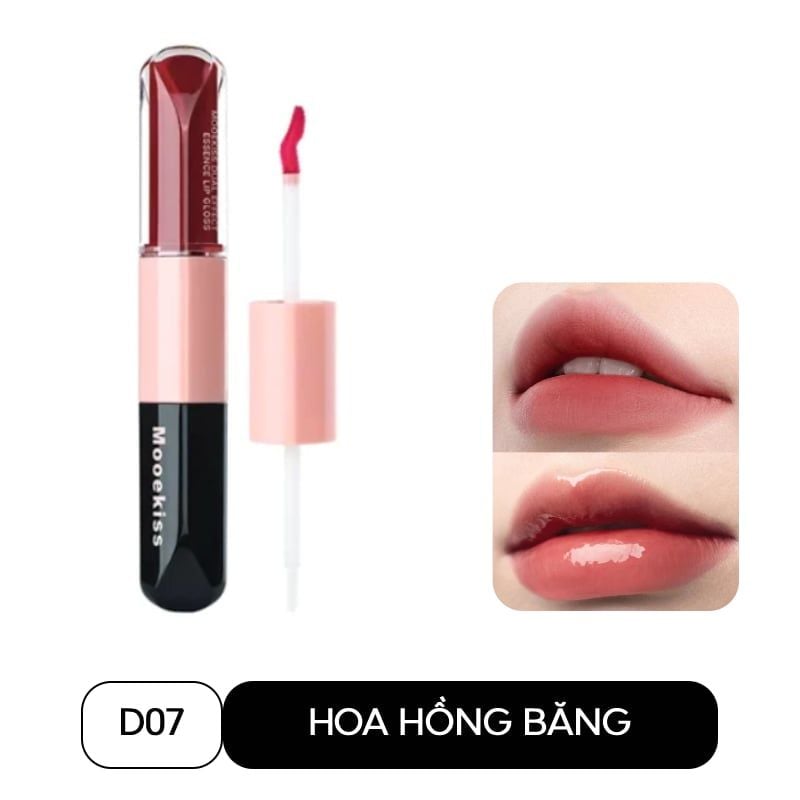 Son Môi 2 Đầu Bóng Lì Mooekiss Dual Effect Essence Lip Gloss 3ml + 3ml