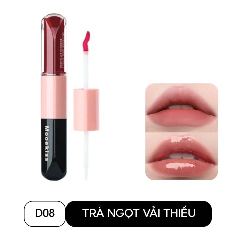 Son Môi 2 Đầu Bóng Lì Mooekiss Dual Effect Essence Lip Gloss 3ml + 3ml