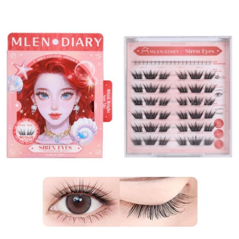 Lông Mi Giả Tự Dính Lấp Lánh Đa Sắc, Không Cần Keo, Tự Nhiên Mlen Diary Self-Adhesive Lashes (Glitter)
