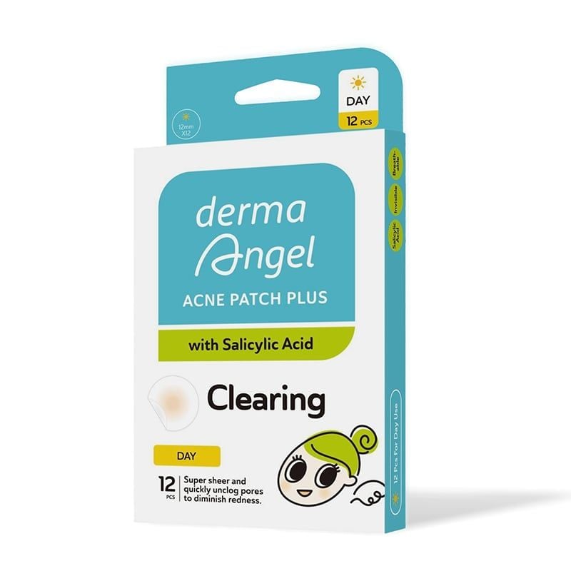Miếng Dán Mụn Derma Angel Ban Ngày Hỗ Trợ Giảm Viêm Mụn Acne Patch Plus With Salicylic Acid Clearing (12 miếng)