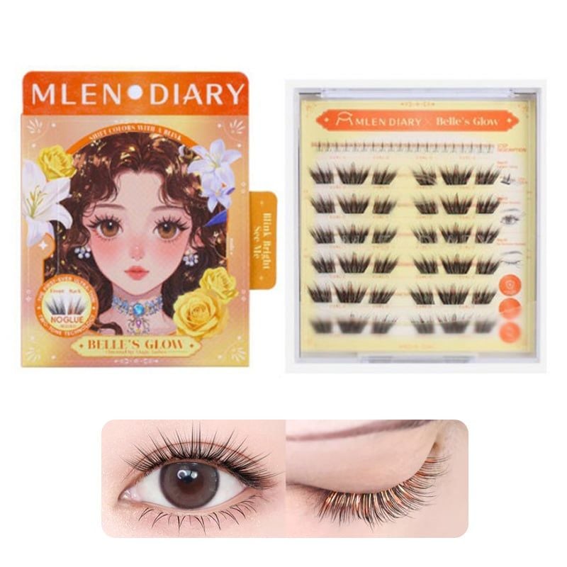 Lông Mi Giả Tự Dính Lấp Lánh Đa Sắc, Không Cần Keo, Tự Nhiên Mlen Diary Self-Adhesive Lashes (Glitter)