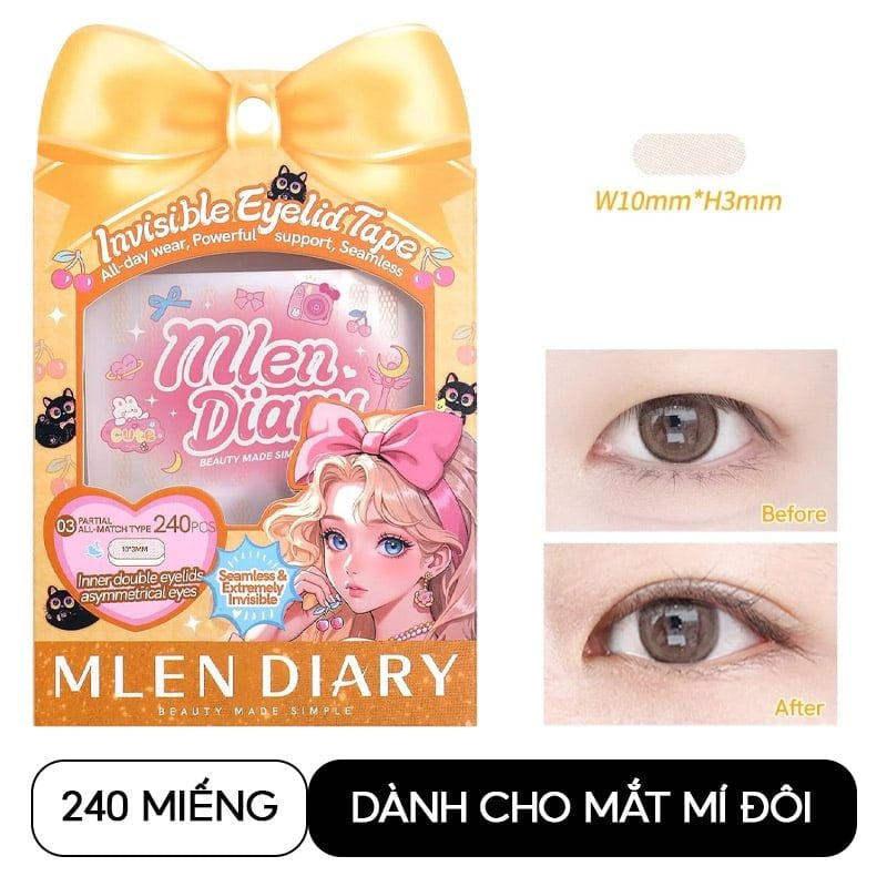 Miếng Dán Kích Mí Lưới Mlen Diary Invisible Eyelid Tape
