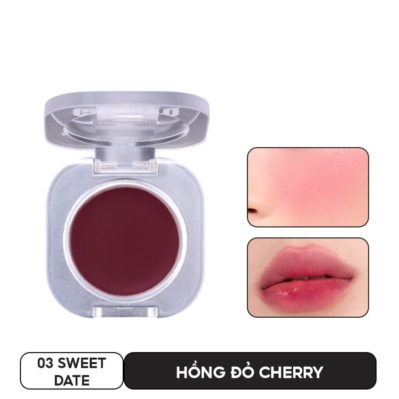 Má Hồng Kem & Son Môi Glamrr Q Mịn Lì, Bền Màu Mellow Touch Lip&Cheek Pot 1.8g