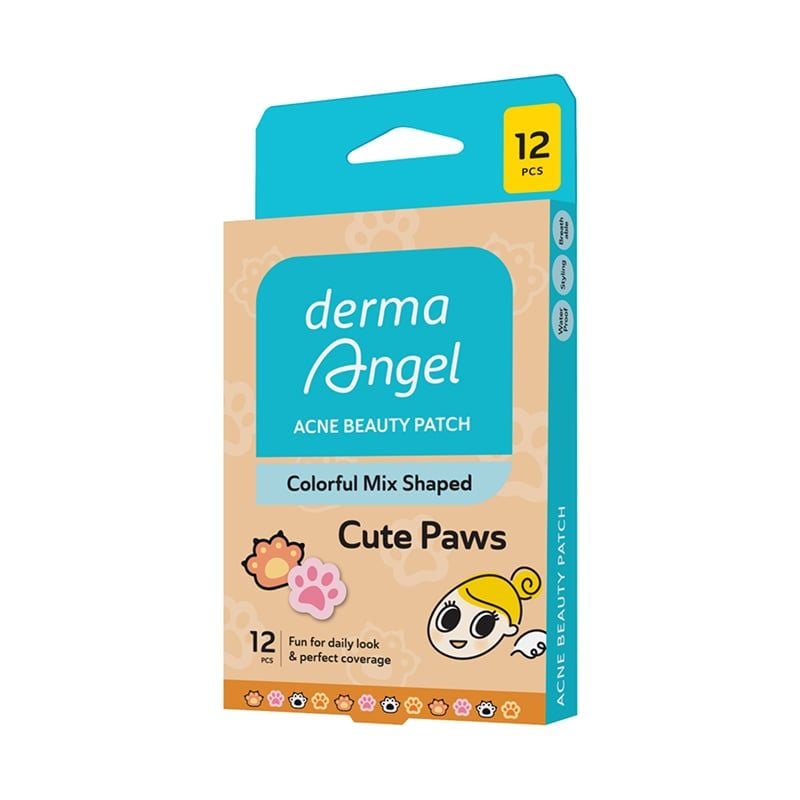 Miếng Dán Mụn Derma Angel Hình Vui Nhộn Acne Beauty Patch Colorful Mix Shaped Cute Paws (12 miếng)
