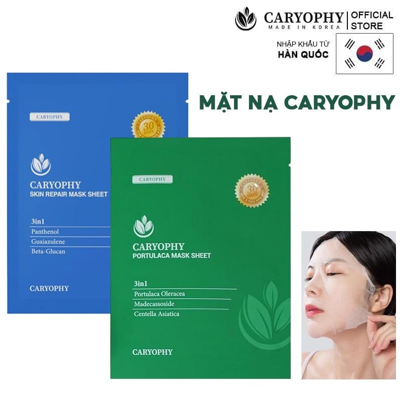 Mặt Nạ Miếng Caryophy Làm Dịu, Hỗ Trợ Phục Hồi Dành Cho Da Dầu Mụn Portulaca Mask Sheet