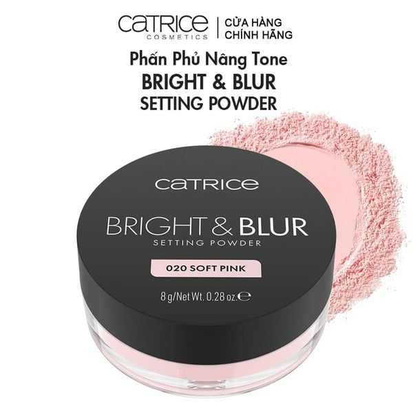  Phấn Phủ Dạng Bột Căng Bóng Nâng Tone Catrice Bright & Blur Setting Powder 020 Soft Pink 8g 