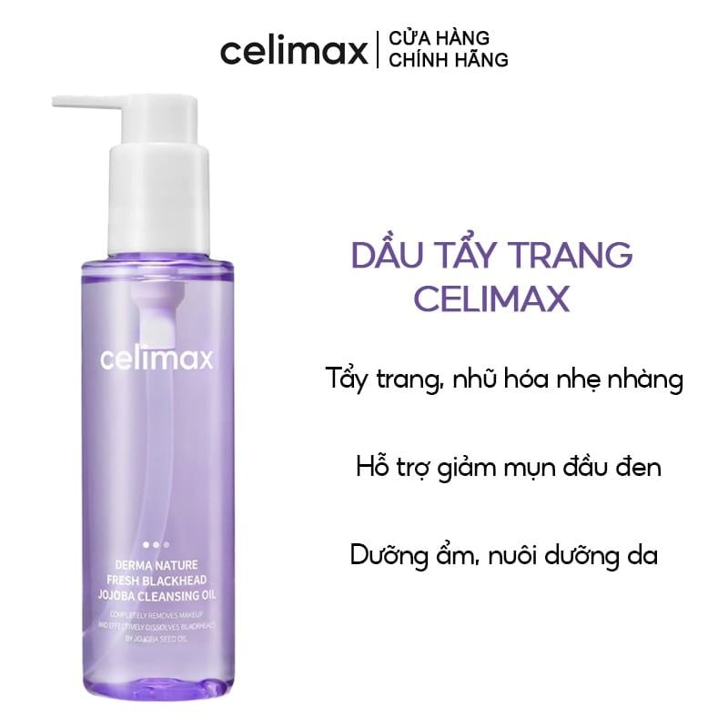 Dầu Tẩy Trang Celimax Sạch Sâu, Cải Thiện Mụn Đầu Đen Derma Nature Fresh Blackhead Jojoba Cleansing Oil 150ml