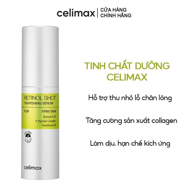  Serum Hỗ Trợ Dưỡng Sáng & Thu Nhỏ Lỗ Chân Lông Celimax The Vita-A Retinol Shot Tightening Serum 30ml 