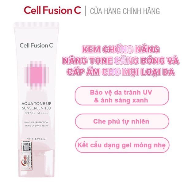  Kem Chống Nắng Cell Fusion C Nâng Tông, Cấp Ẩm Căng Bóng Aqua Tone Up Sunscreen 100 Spf 50+ Pa++++ 