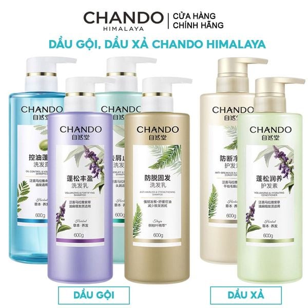  Dầu Gội, Dầu Xả Chando Himalaya Thảo Dược Làm Sạch, Làm Phồng Tóc Kiểm Soát Dầu, Ngăn Ngừa Rụng Tóc 600ml 