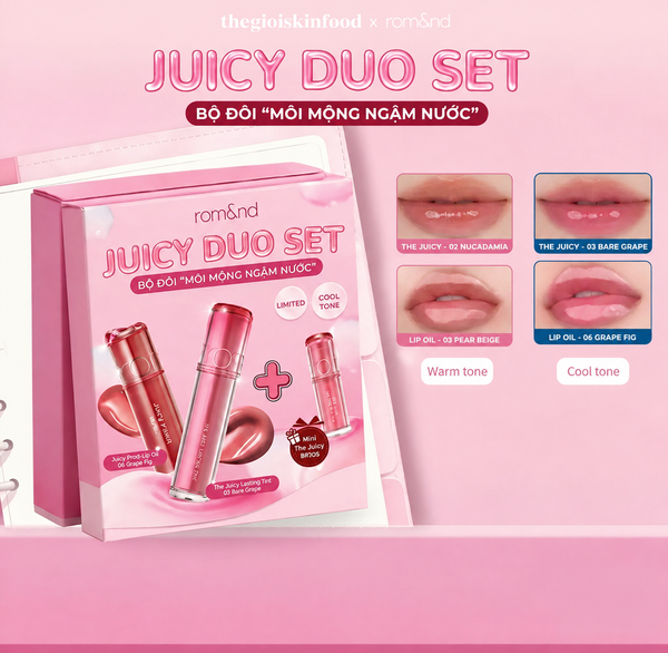  Box Son Môi Trang Điểm Căng Bóng Mọng Nước Romand Juicy Duo Set 
