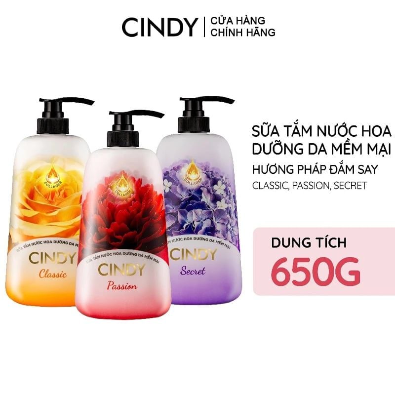 Sữa Tắm Nước Hoa Dưỡng Da Mềm Mại Cindy Shower Gel Cindy 650g