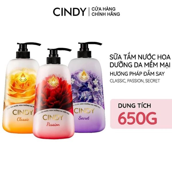  Sữa Tắm Nước Hoa Dưỡng Da Mềm Mại Cindy Shower Gel Cindy 650g 
