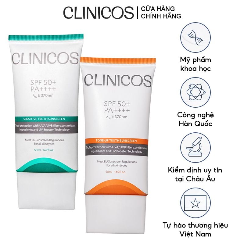 Kem Chống Nắng CLINICOS Truth Sunscreen SPF 50+ PA++++ 50ml