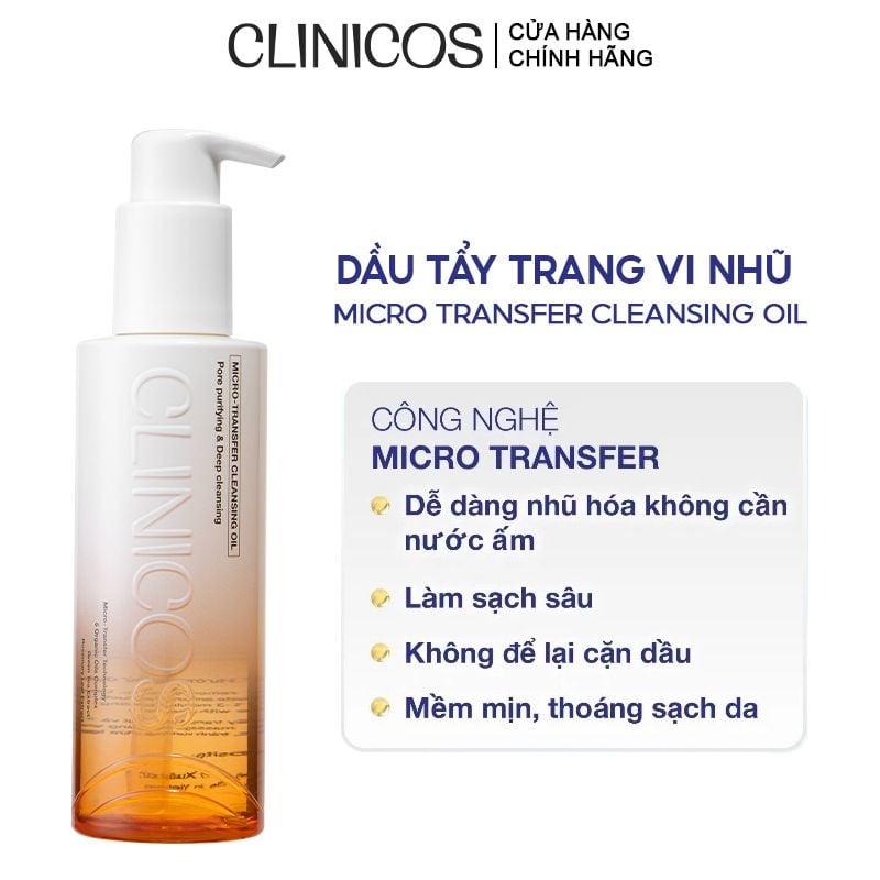 Dầu Tẩy Trang CLINICOS Vi Nhũ Làm Sạch Sâu Micro Transfer Cleansing Oil 150ml