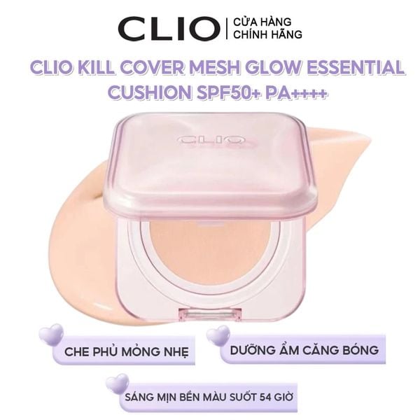  Phấn Nước Che Phủ Khuyết Điểm Tự Nhiên Clio Kill Cover Mesh Glow Essential Cushion SPF50+ PA++++ 