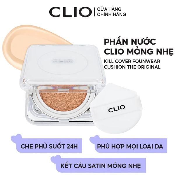  Phấn Nước Clio Mỏng Nhẹ, Che Khuyết Điểm Tốt Kill Cover Founwear Cushion The Original Mini SPF50+/PA+++ 5g 