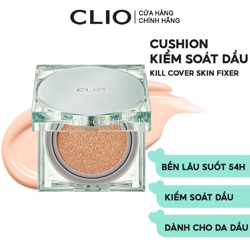 Phấn Nước Kiểm Soát Dầu, Lâu Trôi Clio Kill Cover Skin Fixer Cushion SPF50+/PA+++ 15g (Kèm lõi)
