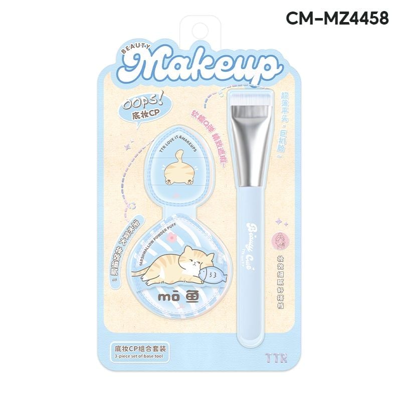 Set Bông Mút Và Cọ Trang Điểm TTR Brush and Makeup Puff Set