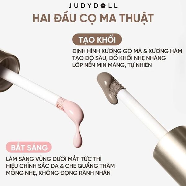  Kem Tạo Khối & Bắt Sáng 2 Đầu Judydoll Liquid Highlighter & Contour Duo 4.8g 