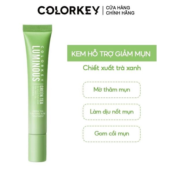  Kem Hỗ Trợ Giảm Mụn Colorkey Trà Xanh Luminous Green Tea Purifying Acne Treatment 20g 