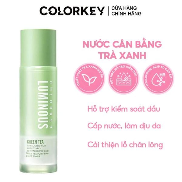  Nước Cân Bằng Colorkey Trà Xanh Luminous Green Tea Purifying Shake Toner 100ml 