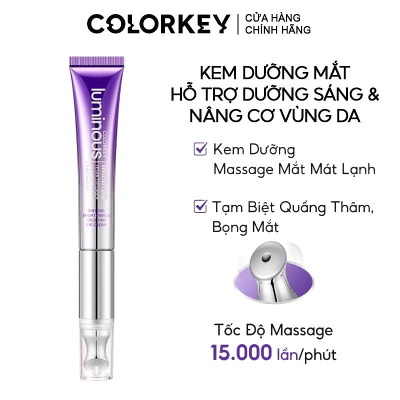 Kem Dưỡng Mắt Colorkey Hỗ Trợ Dưỡng Sáng & Nâng Cơ Vùng Da Mắt Luminous Ginseng Brightening & Uplifting Eye Cream 20ml