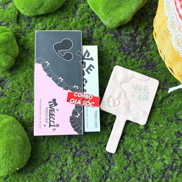  Combo Tiện Lợi: Bảng Phấn Mắt VEECCI  Ribbon Fantasy 11 Color Eyeshadow Palette + Bút Kẻ Mắt VEECCI Vivid Color Eyeliner Pen 0.6ml + Gương Trang Điểm Cầm Tay VEECCI 