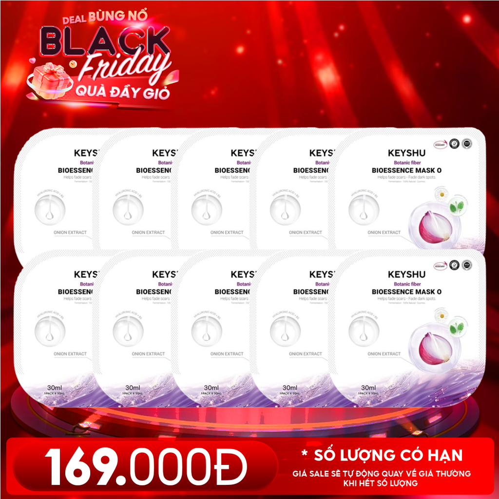 Combo 10 Miếng: Mặt Nạ Keyshu Dưỡng Ẩm, Làm Mềm Da, Hỗ Trợ Ngừa Lão Hóa Bioessence Mask 30ml (10 miếng)