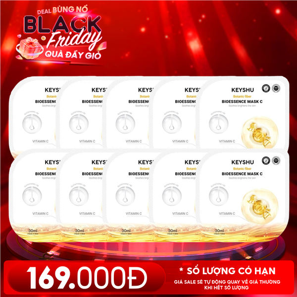  Combo 10 Miếng: Mặt Nạ Keyshu Dưỡng Ẩm, Làm Mềm Da, Hỗ Trợ Ngừa Lão Hóa Bioessence Mask 30ml (10 miếng) 