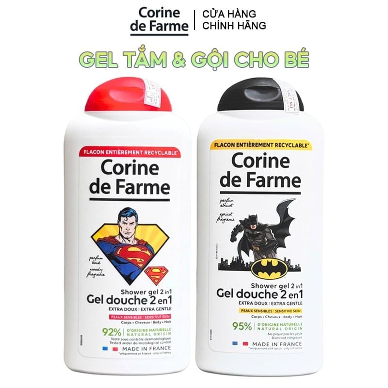 Sữa Tắm Và Gội Cho Bé Corine de Farme Shower Gel 2in1