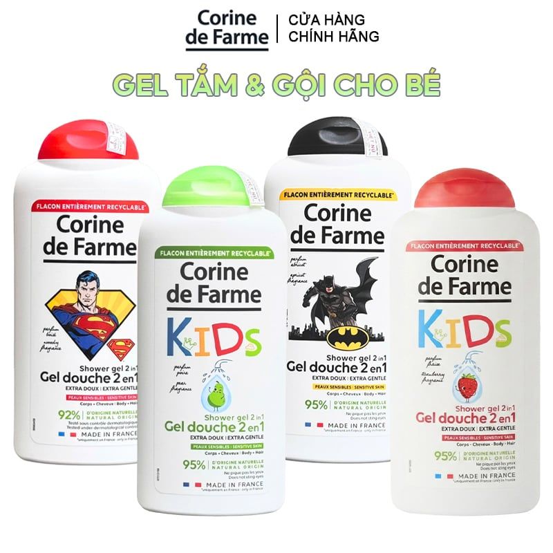 Sữa Tắm Và Gội Cho Bé Corine de Farme Shower Gel 2in1 300ml